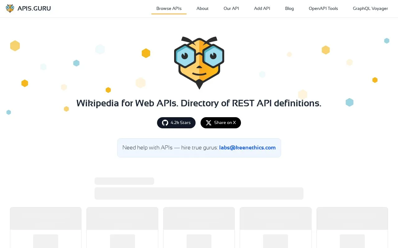 APIs Guru homepage screenshot