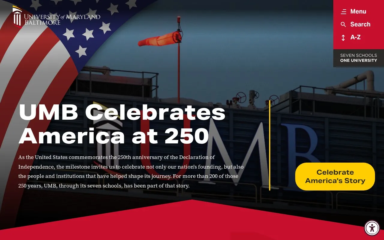 University of Maryland, Baltimore homepage screenshot