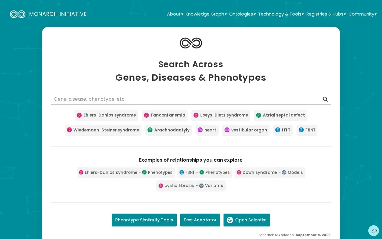 The Monarch Initiative homepage screenshot