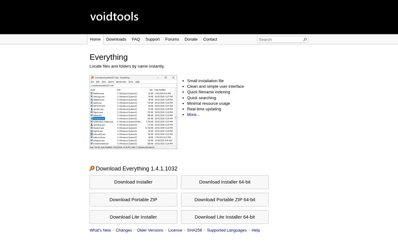 Everything homepage screenshot