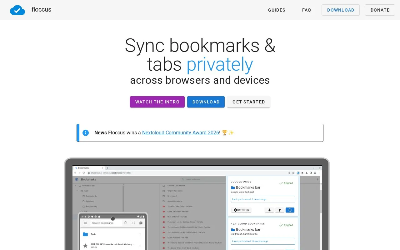 Floccus homepage screenshot