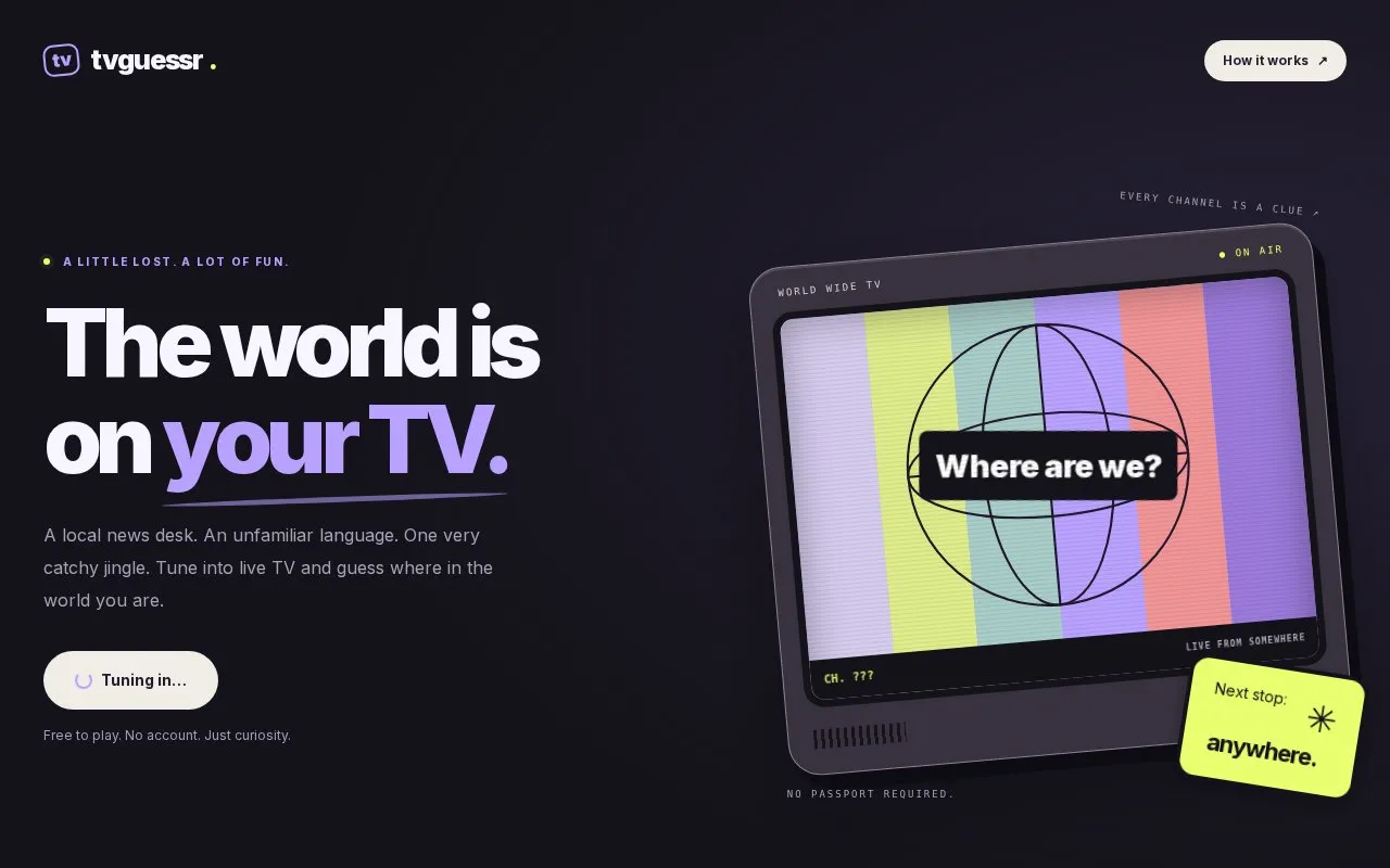TVGuessr homepage screenshot