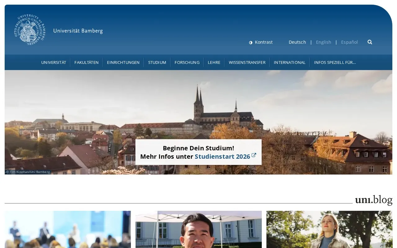 Otto-Friedrich-Universitat Bamberg homepage screenshot