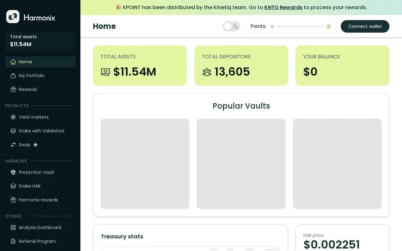 Harmonix Finance homepage screenshot