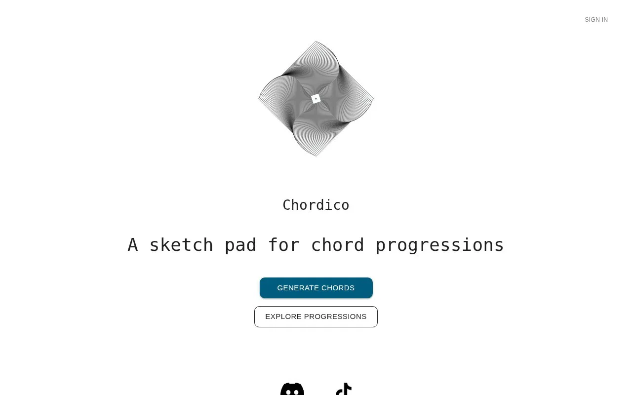 Chordi homepage screenshot