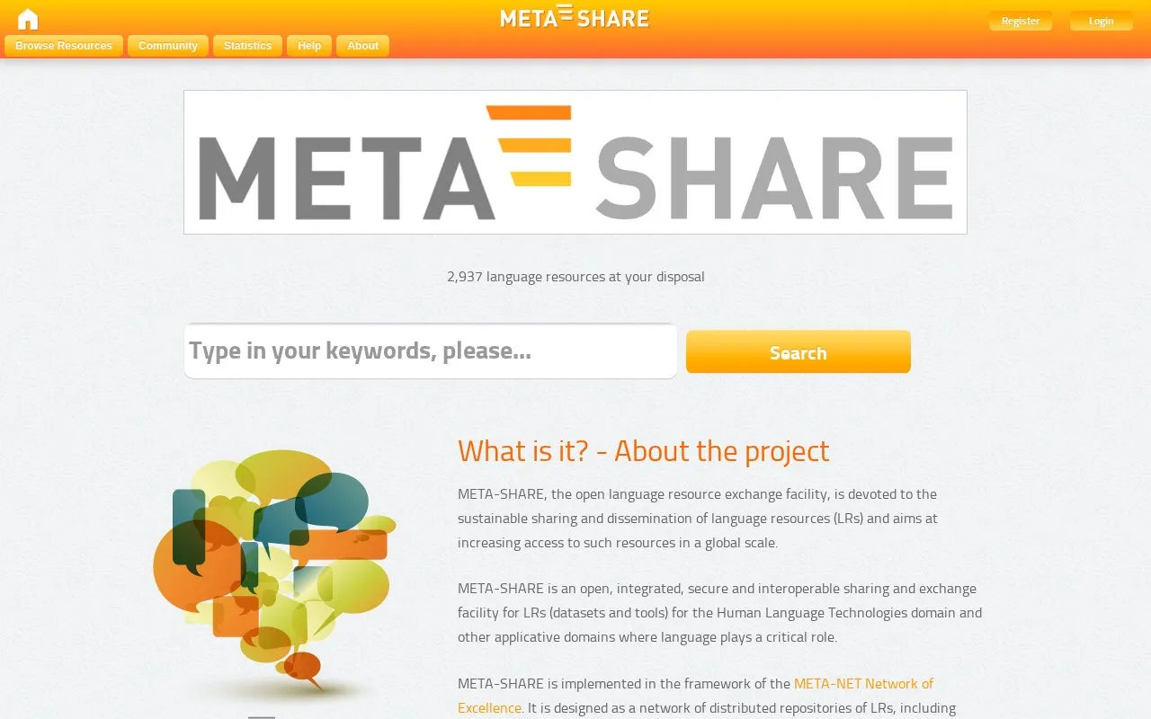 META-SHARE homepage screenshot