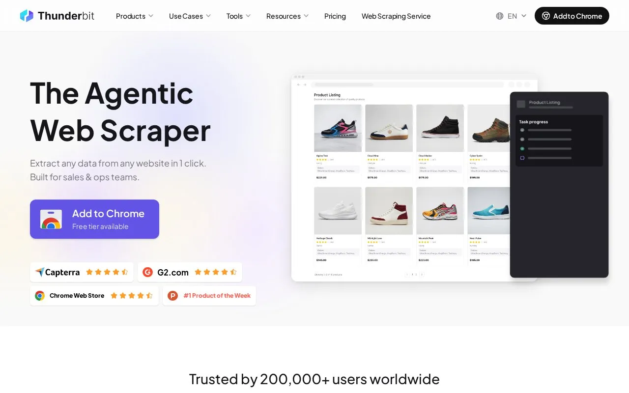Thunderbit homepage screenshot