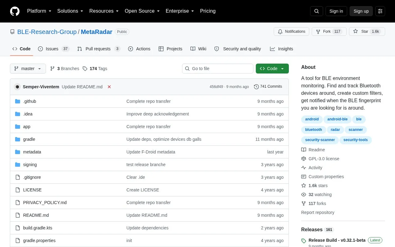 MetaRadar homepage screenshot