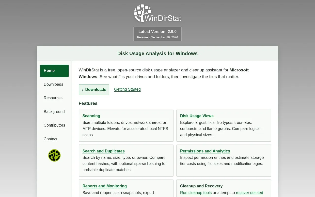 WinDirStat homepage screenshot