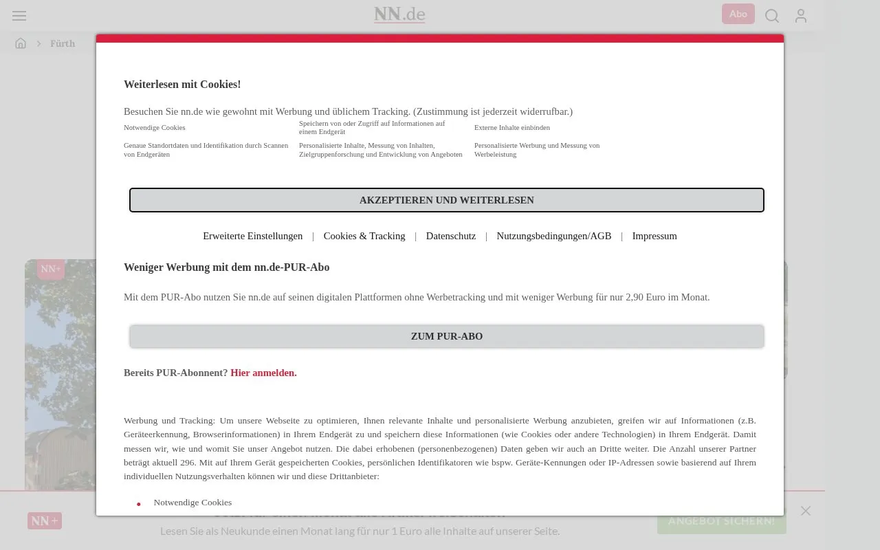 Fürther Nachrichten homepage screenshot
