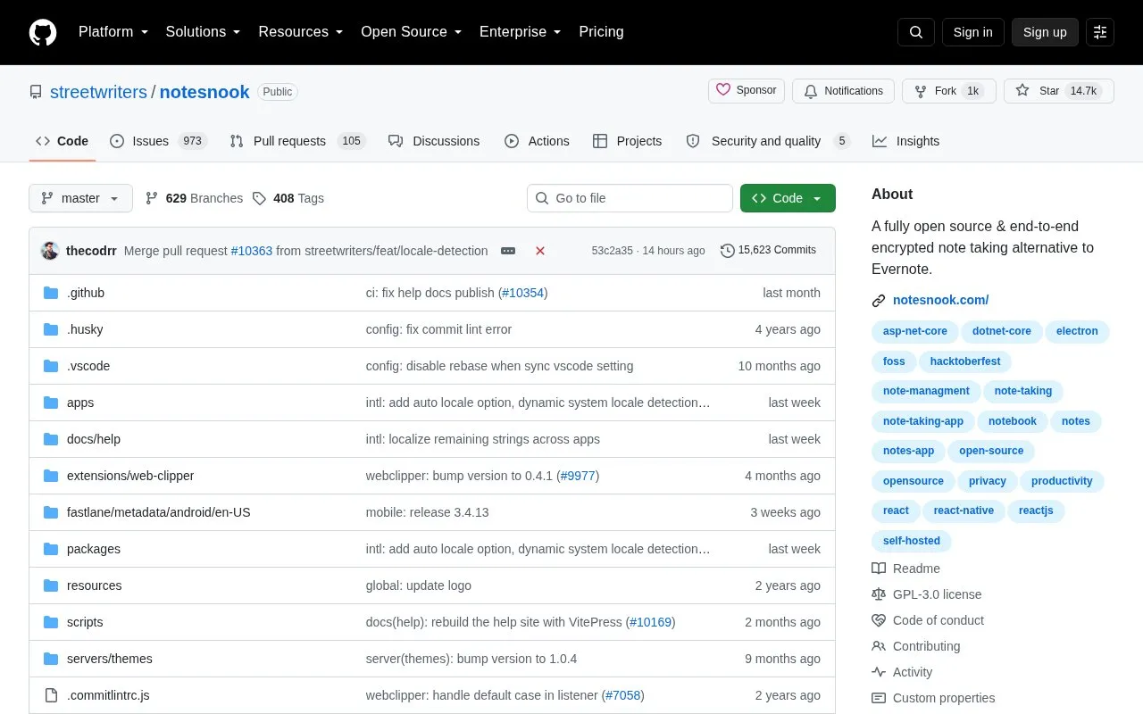 Notesnook homepage screenshot