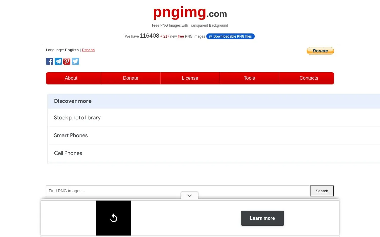 PNGIMG homepage screenshot