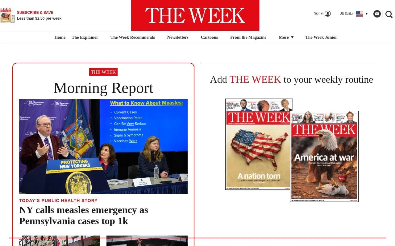 The Week homepage screenshot