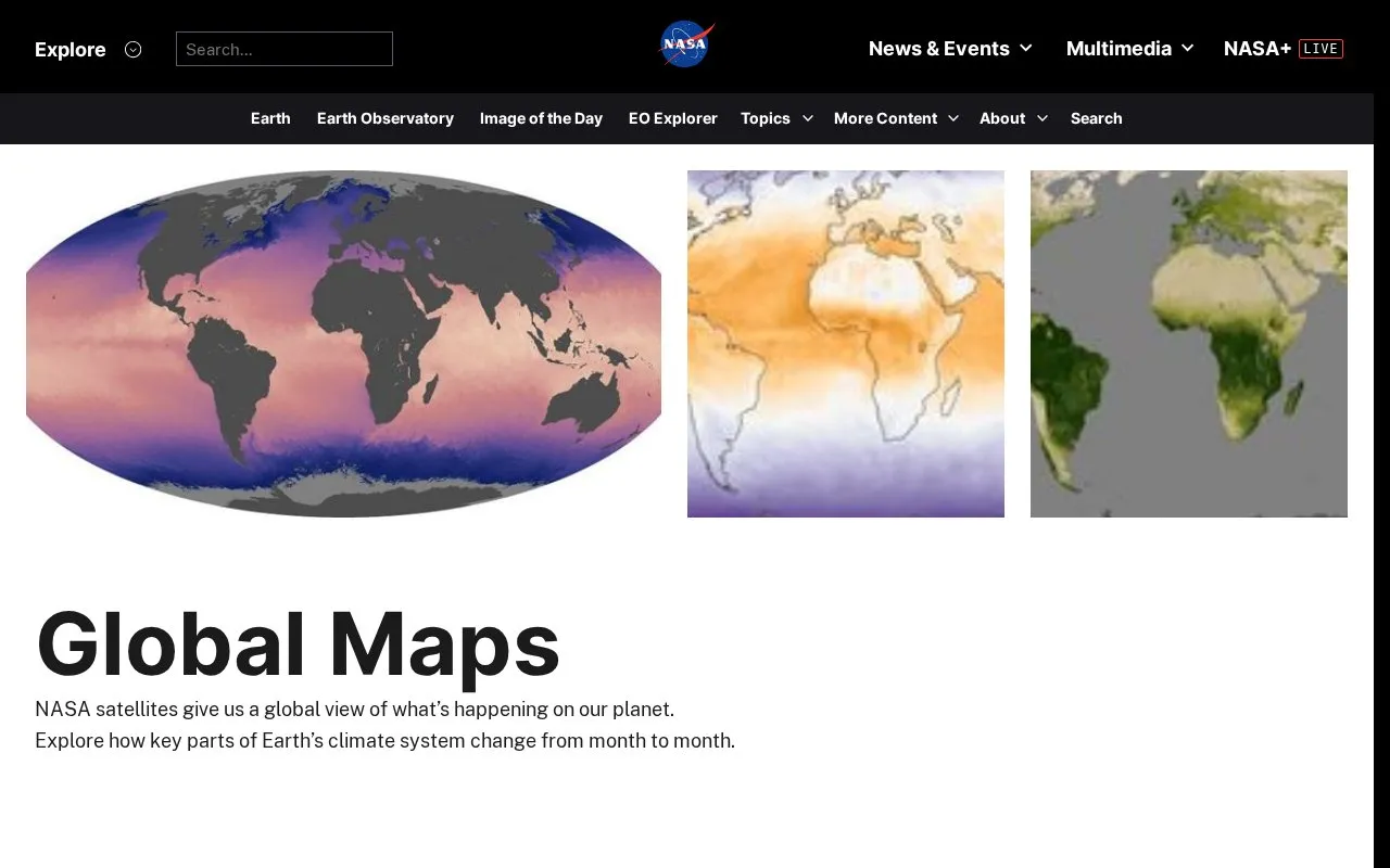 Earth Observatory homepage screenshot