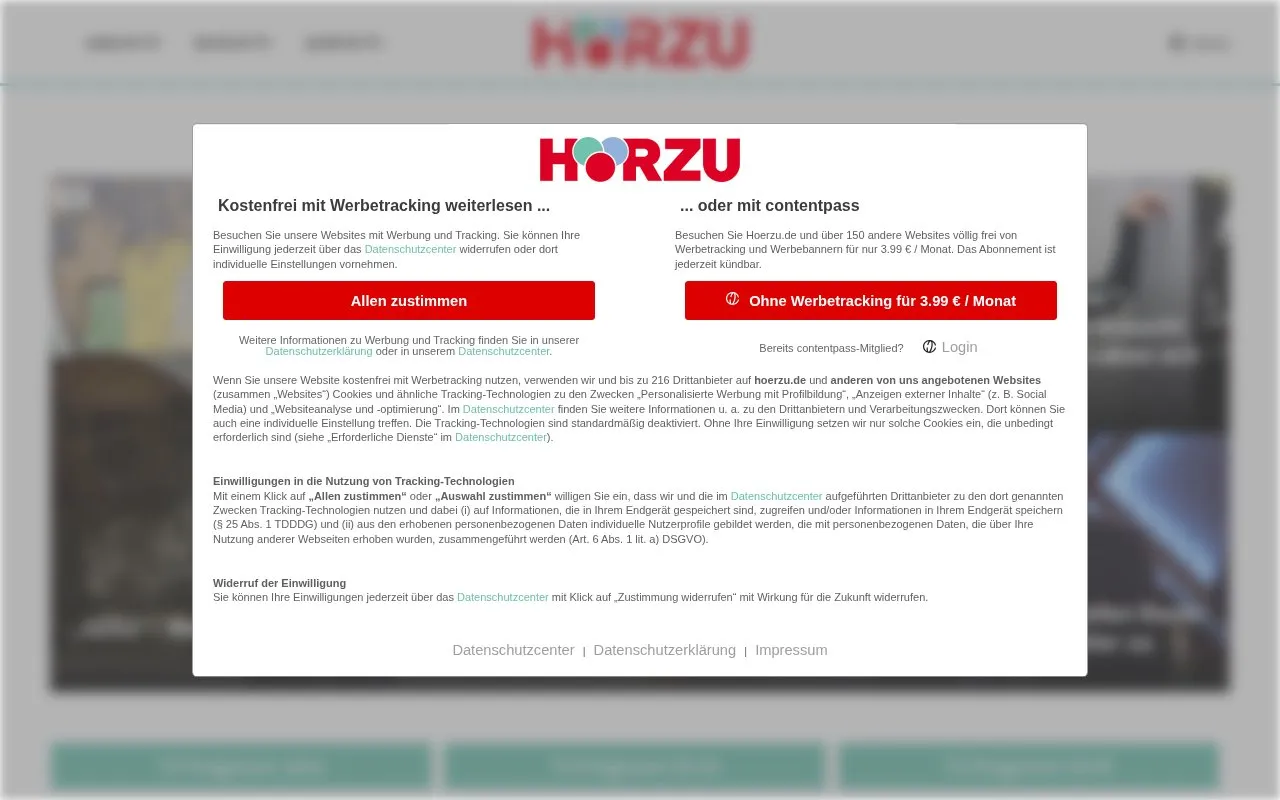 HÖRZU homepage screenshot