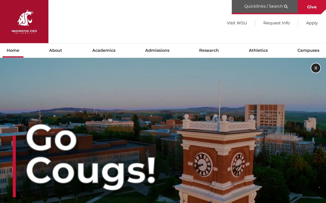 Washington State University, Pullman homepage screenshot