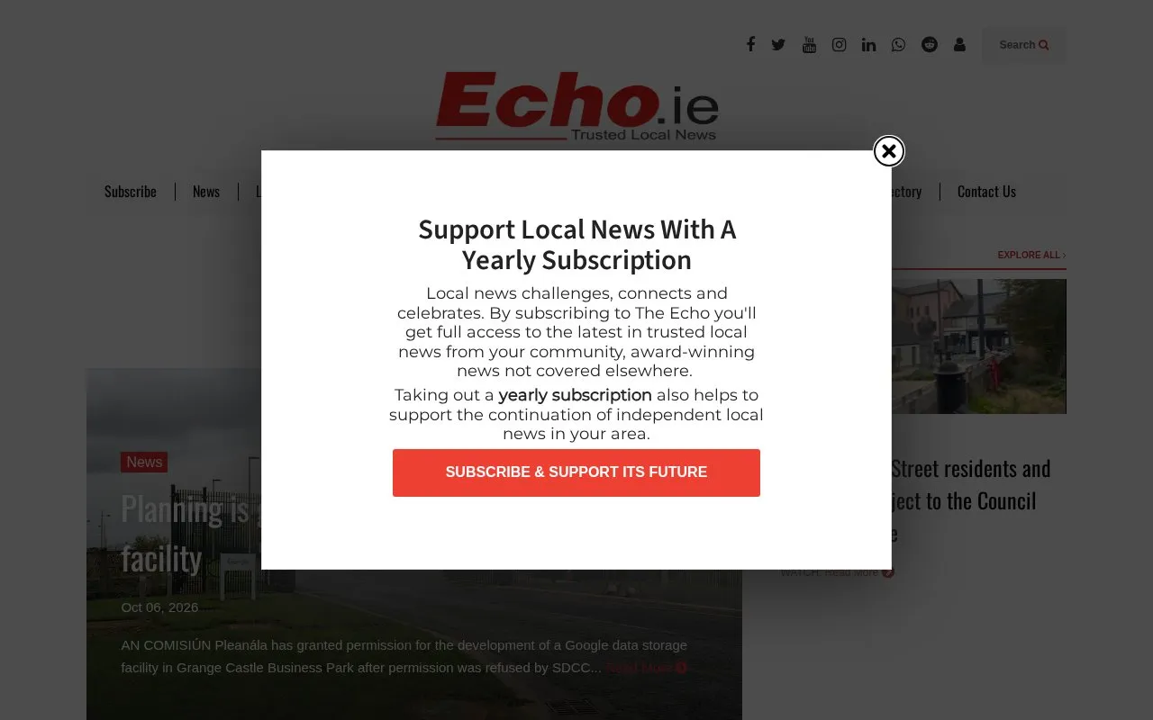 The Echo homepage screenshot