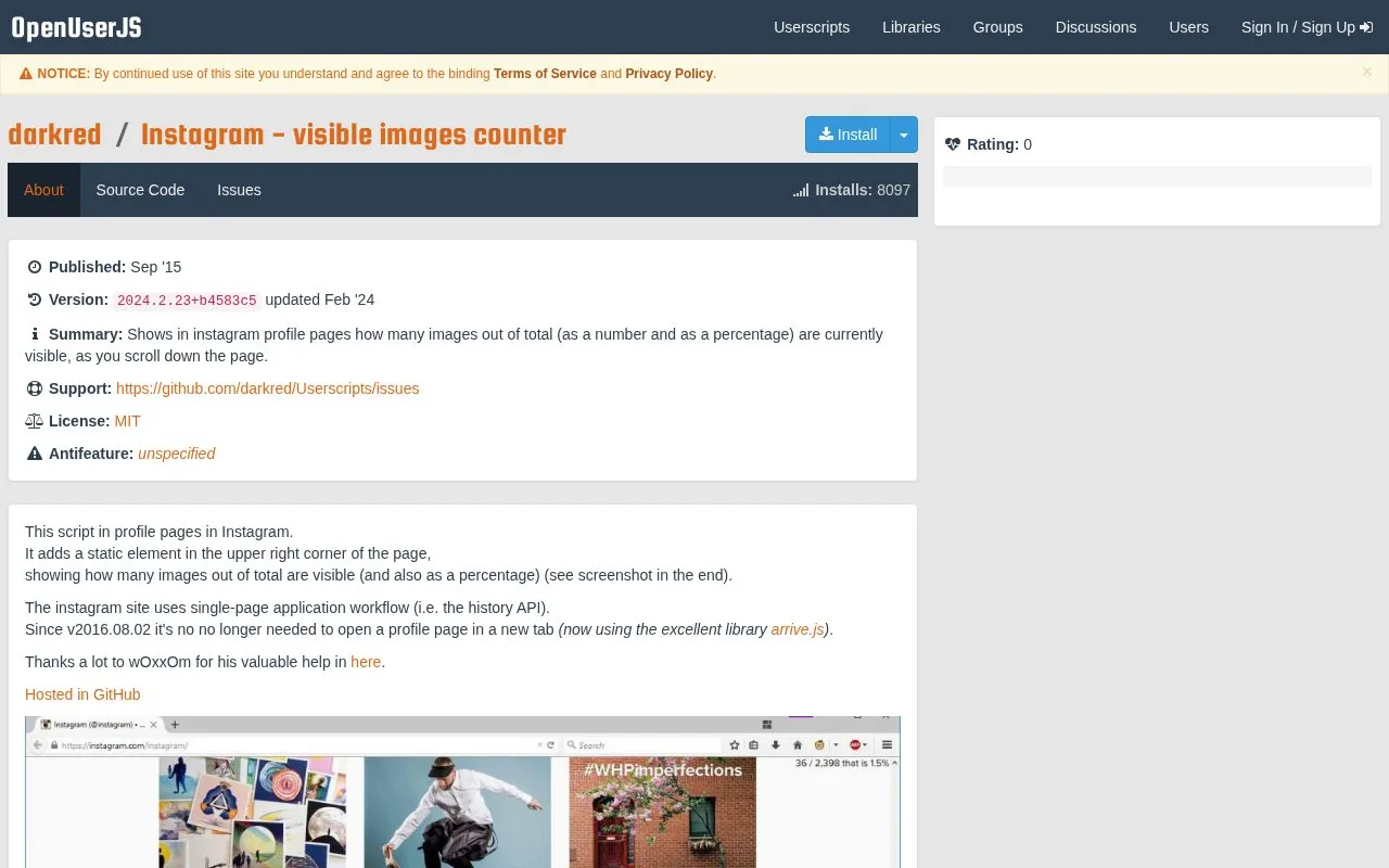 Image Counter homepage screenshot