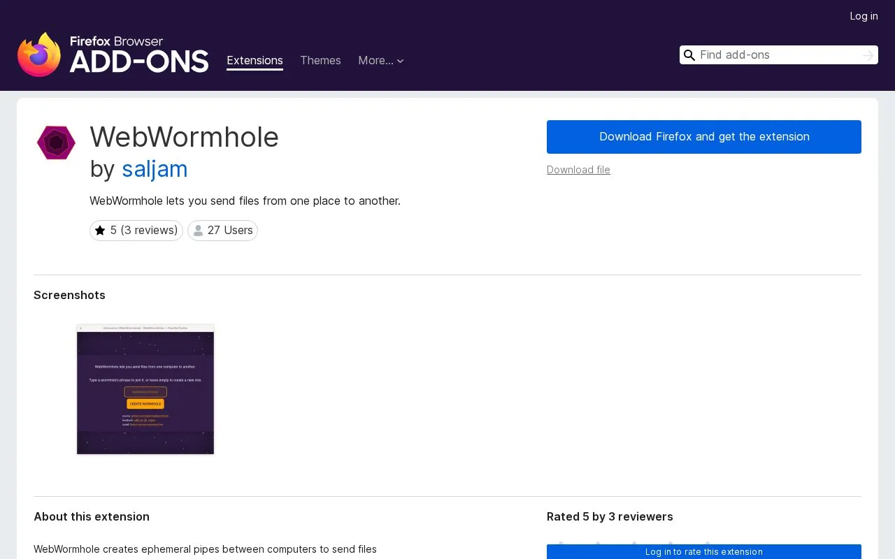 WebWormhole by saljam homepage screenshot
