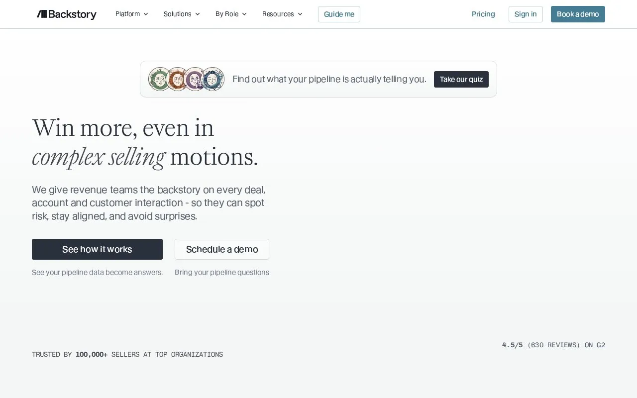 Backstory homepage screenshot