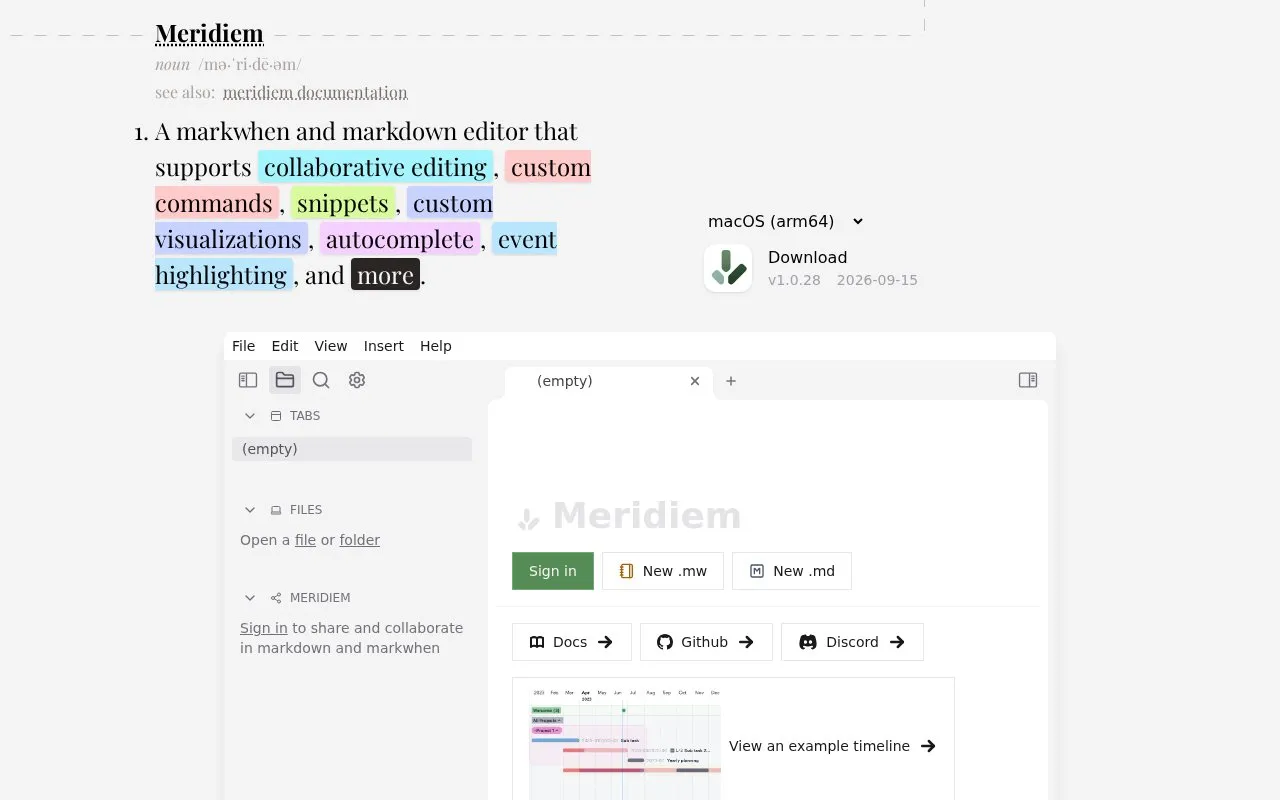 Timeline Cascade homepage screenshot