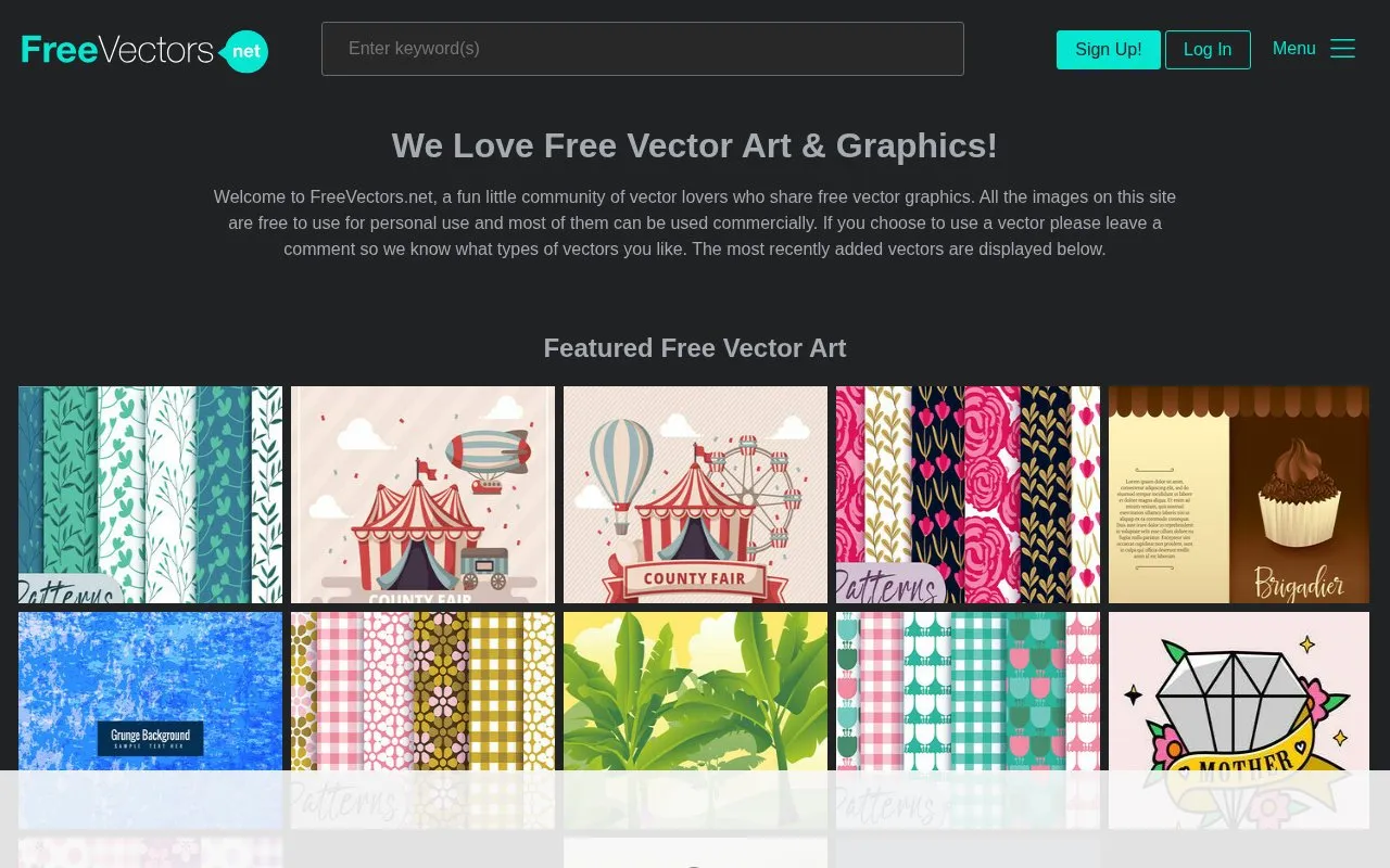 freevectors homepage screenshot