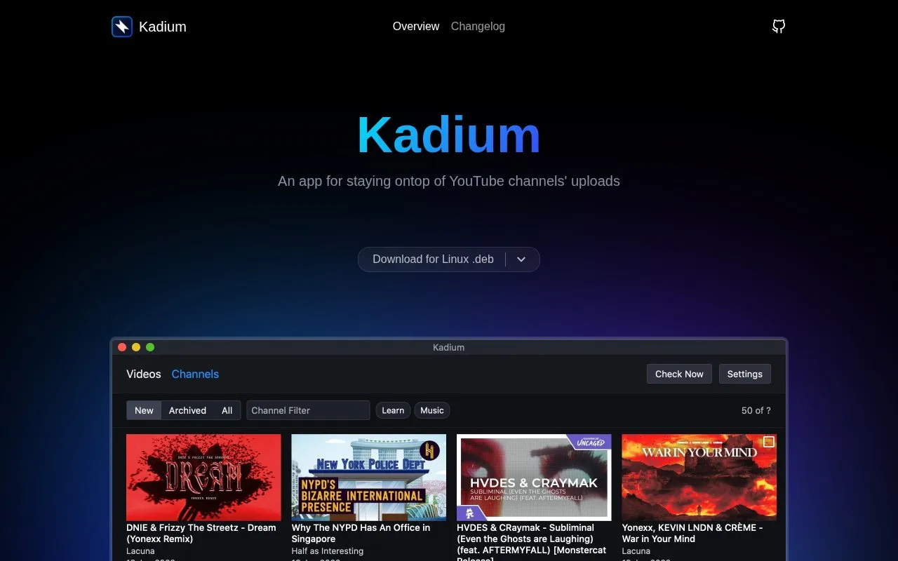 Kadium homepage screenshot
