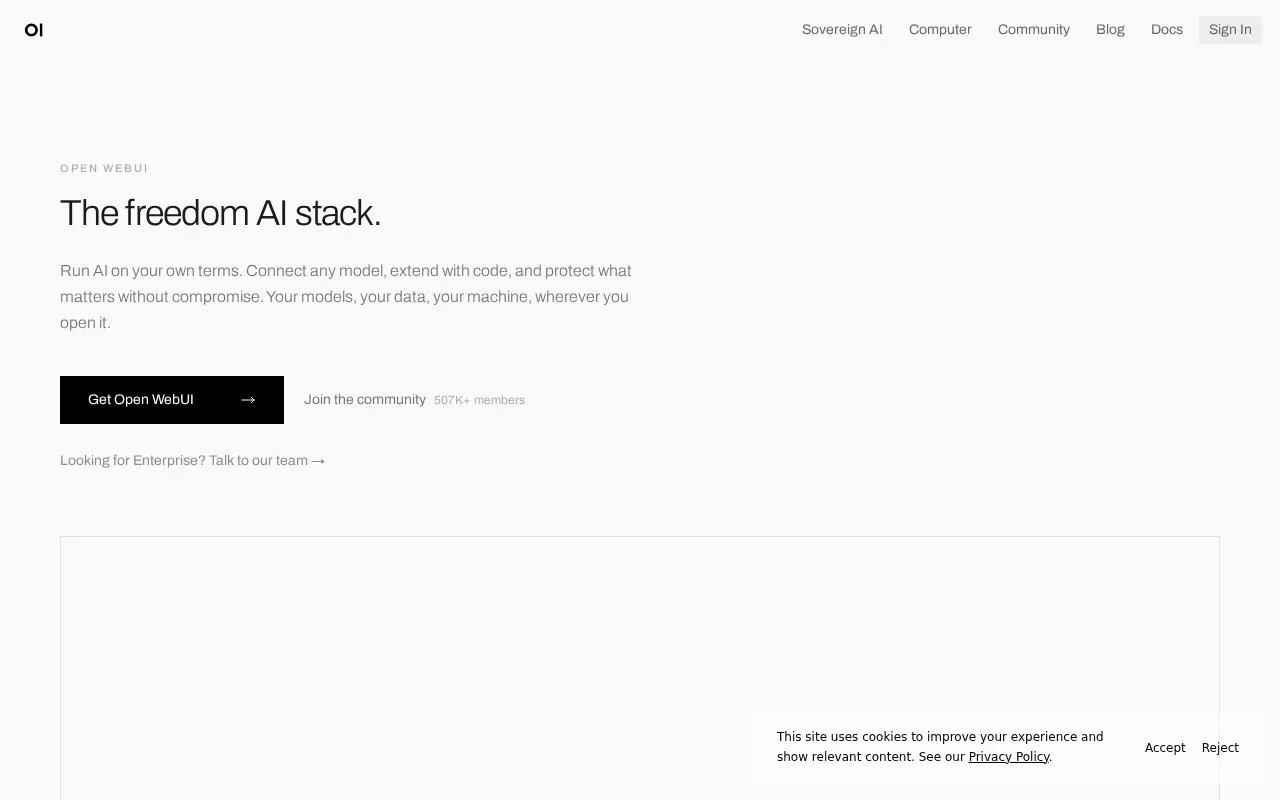 Open WebUI homepage screenshot