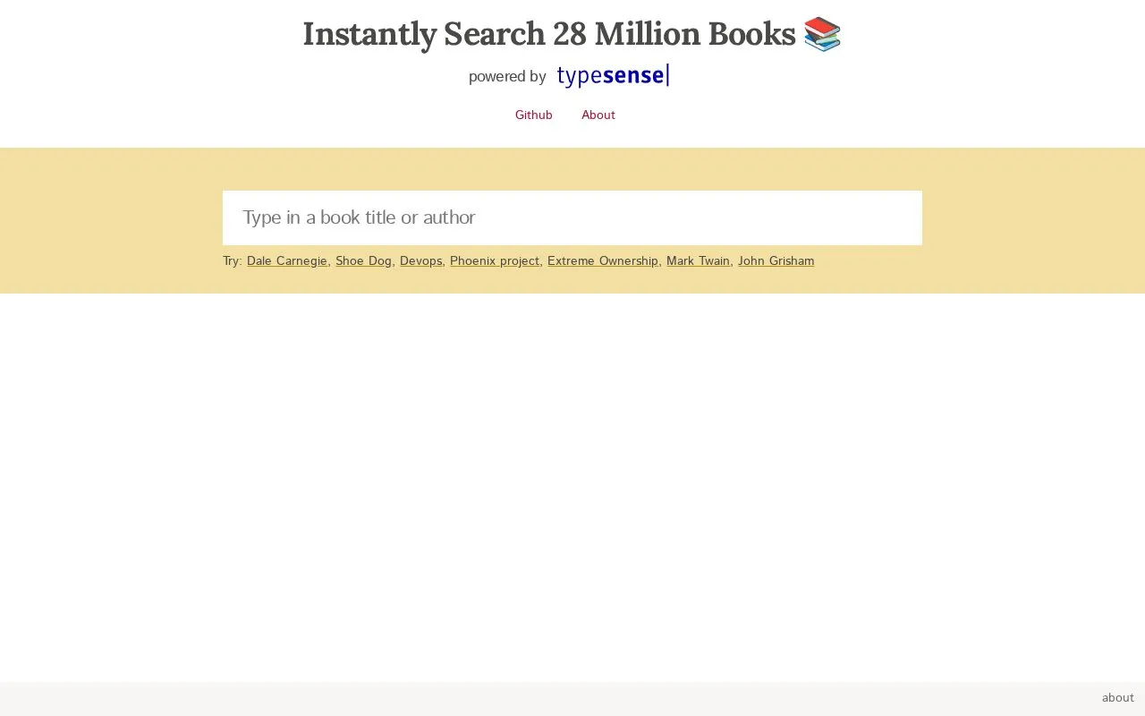 Books Search homepage screenshot