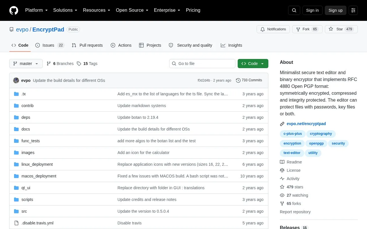 Encrypt Pad homepage screenshot