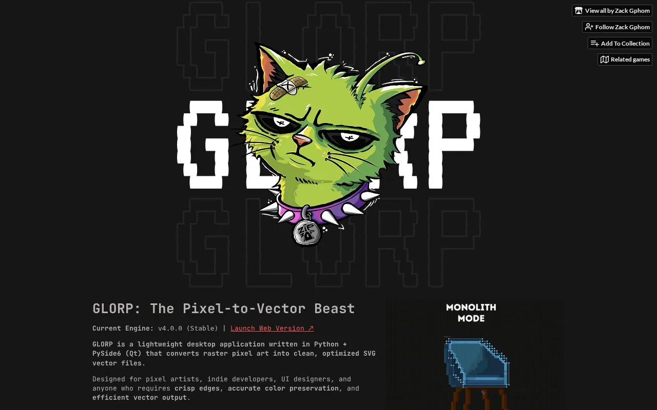 GLORP homepage screenshot