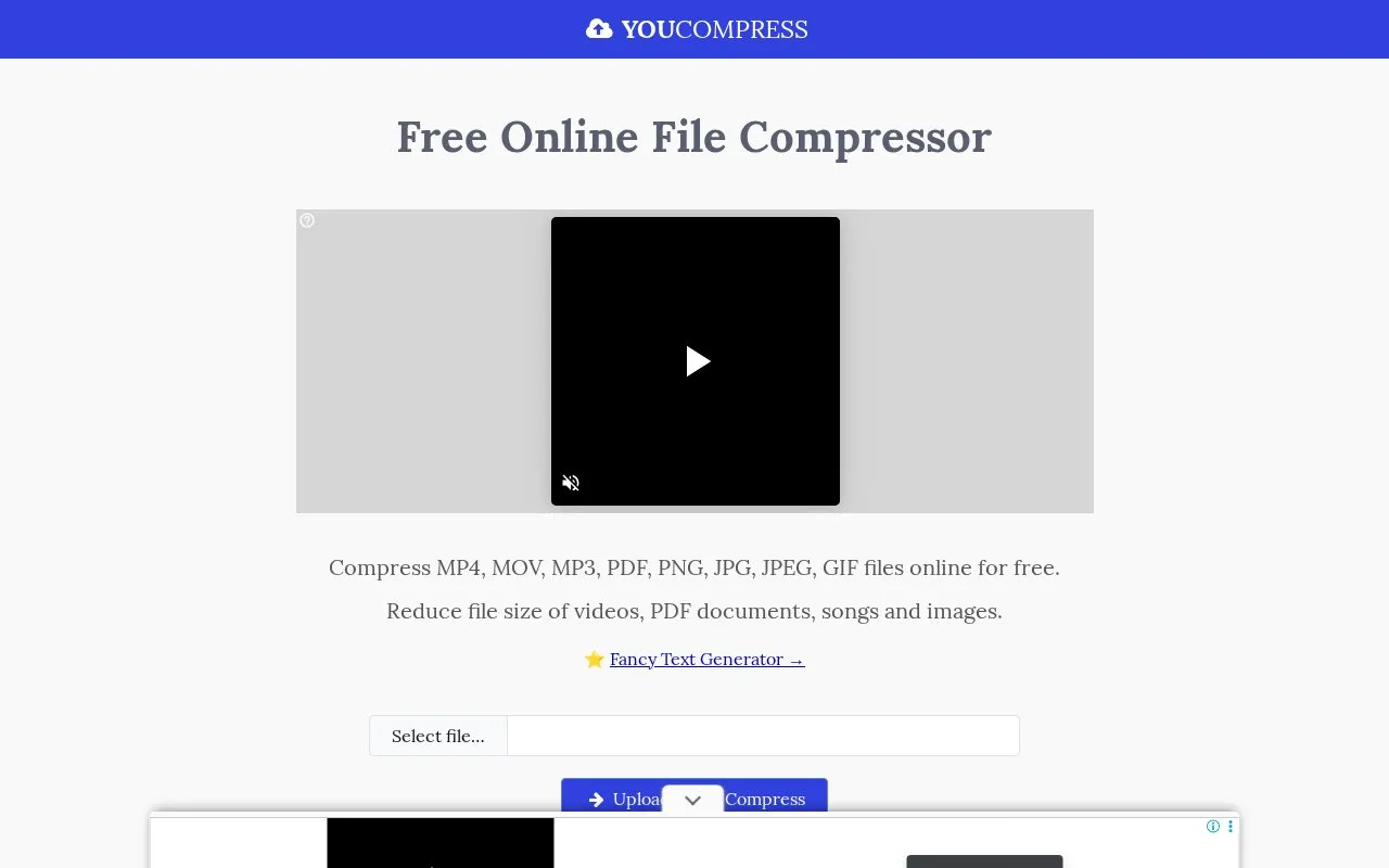 YouCompress homepage screenshot