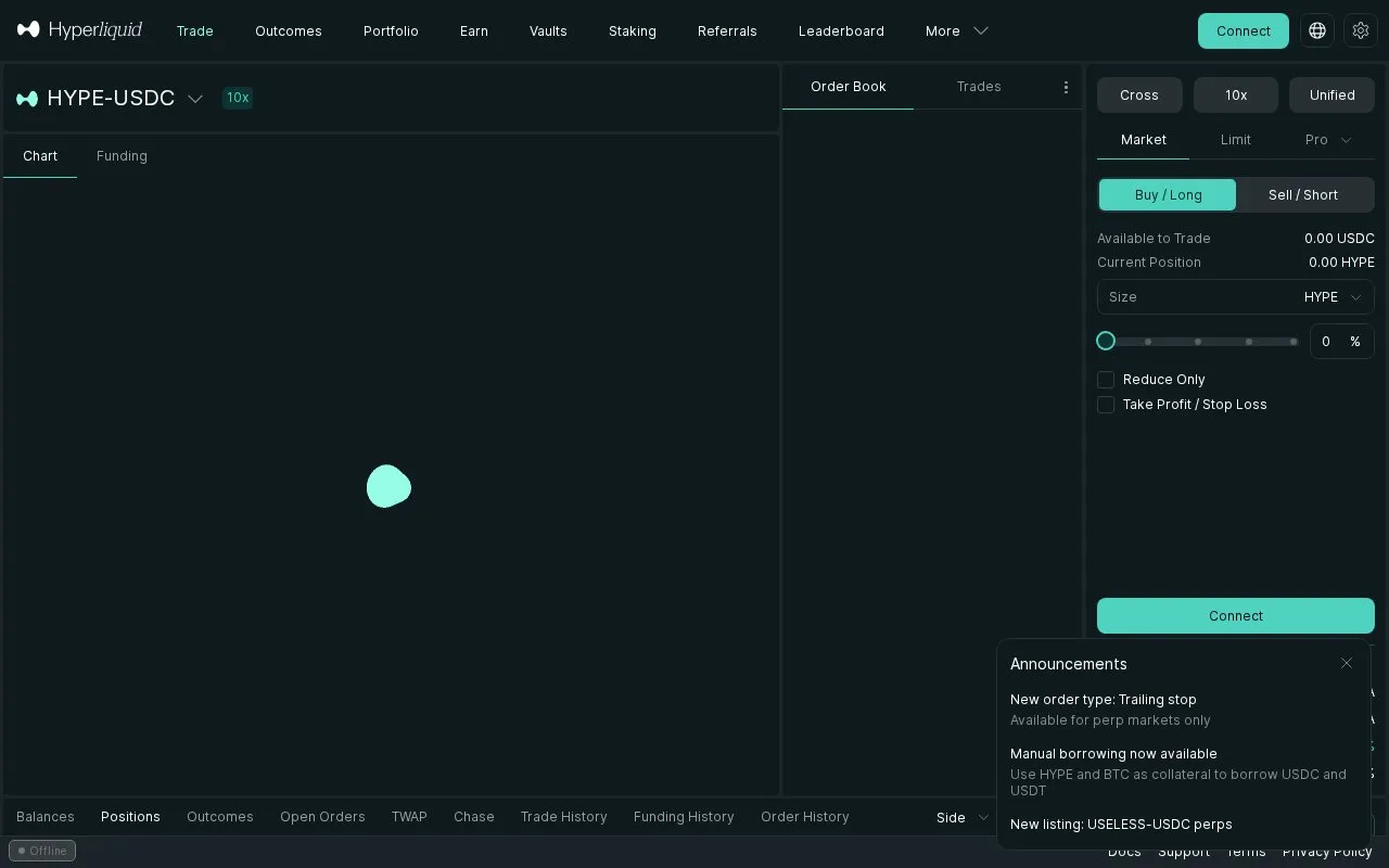 Hyperliquid Spot Orderbook homepage screenshot