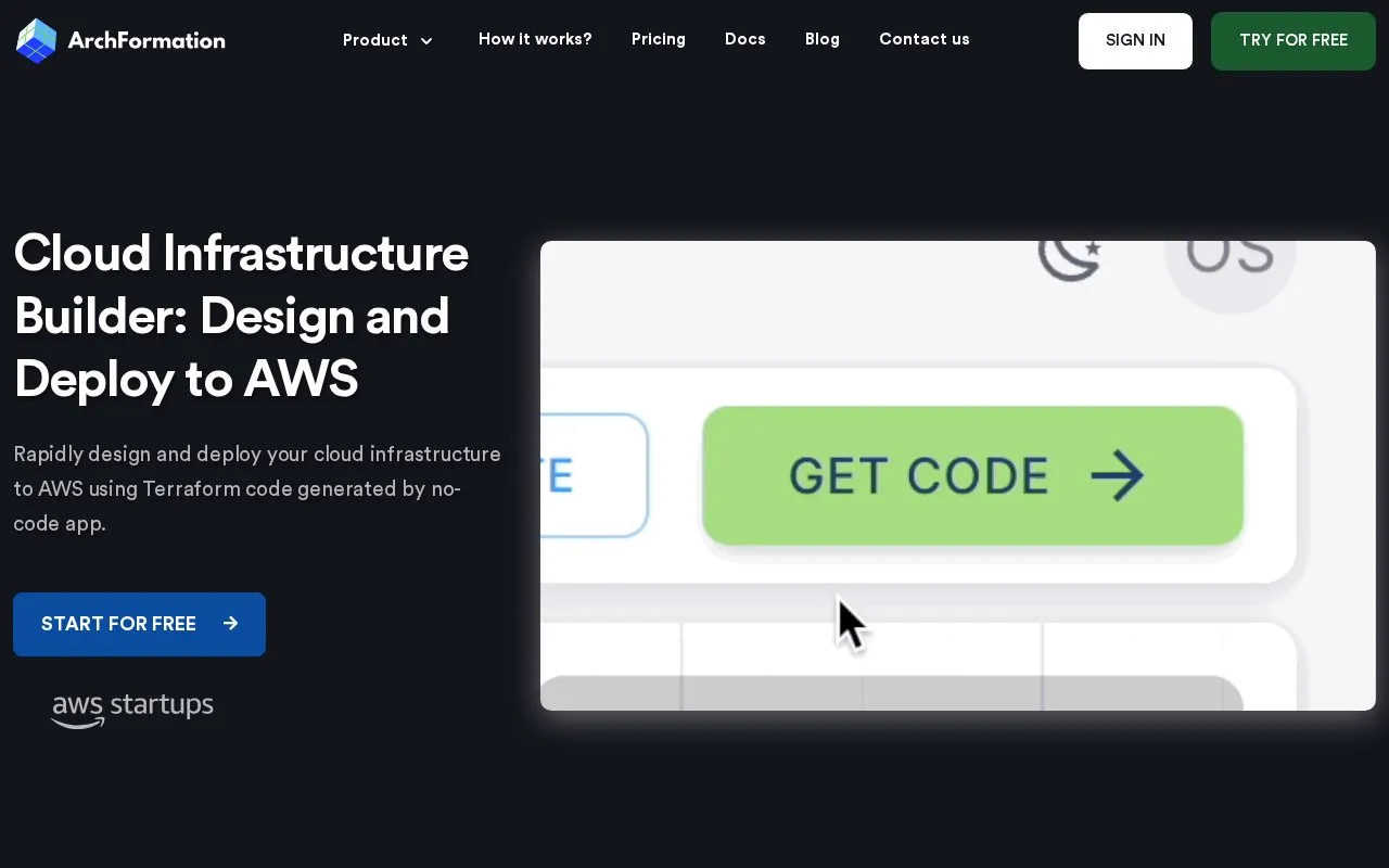 ArchFormation homepage screenshot