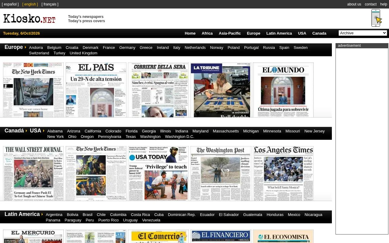 Kiosko homepage screenshot