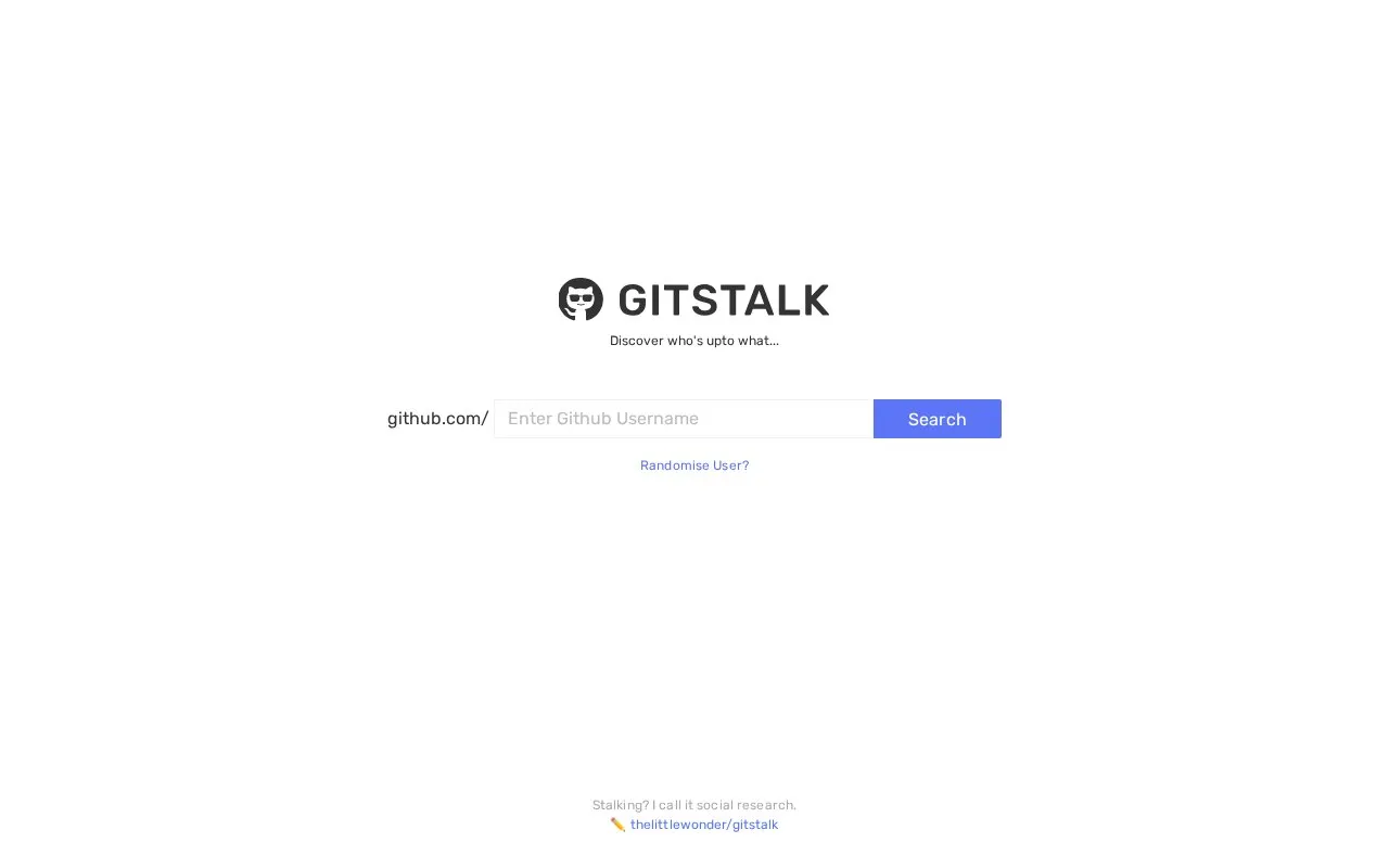 GitStalk homepage screenshot
