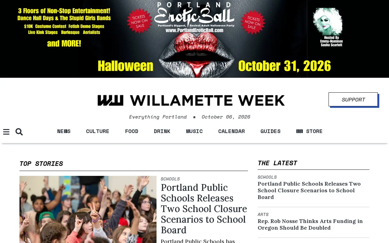 Willamette Week homepage screenshot