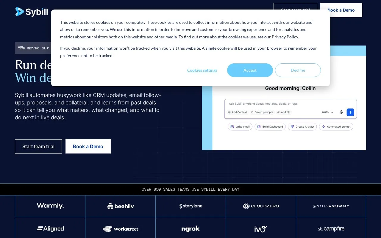 Sybill homepage screenshot