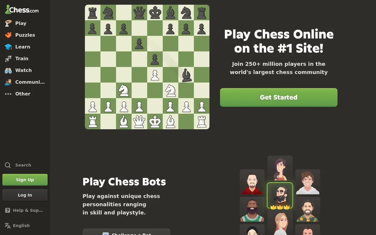 Chess.com homepage screenshot
