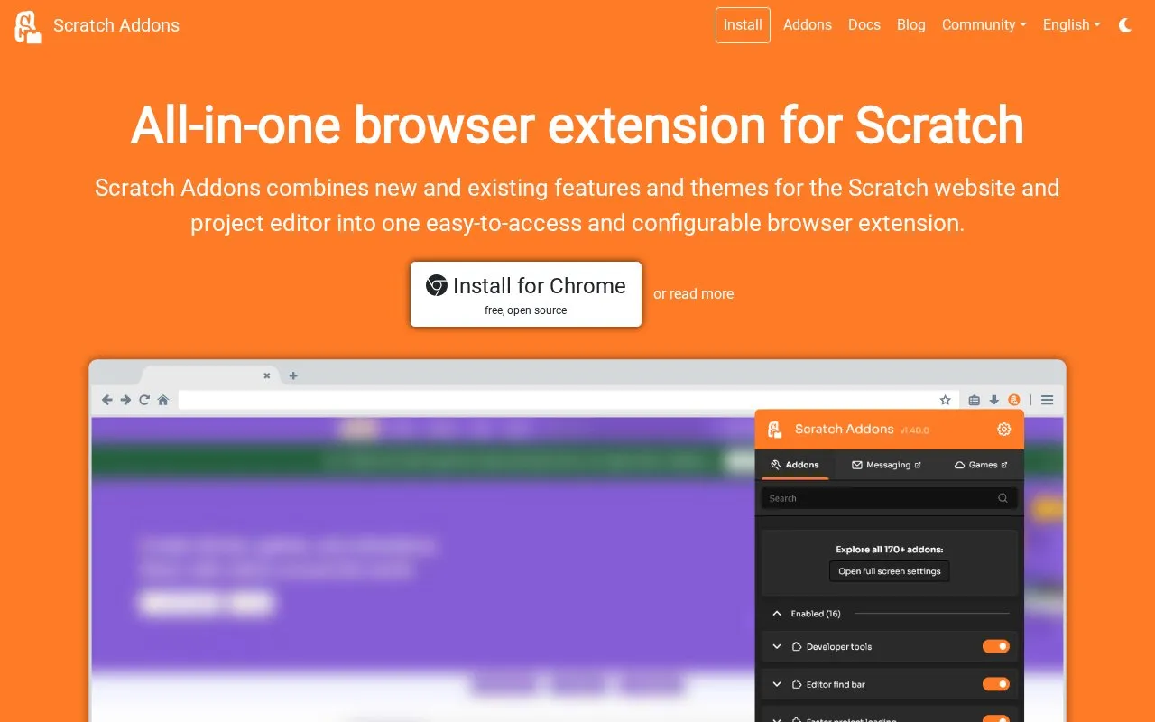 Firefox Extension homepage screenshot
