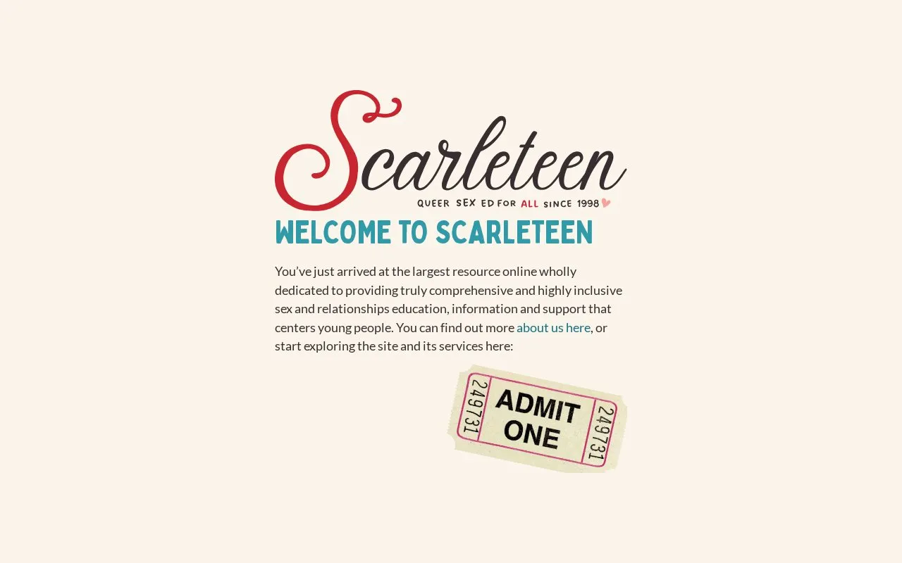 Scarleteen homepage screenshot