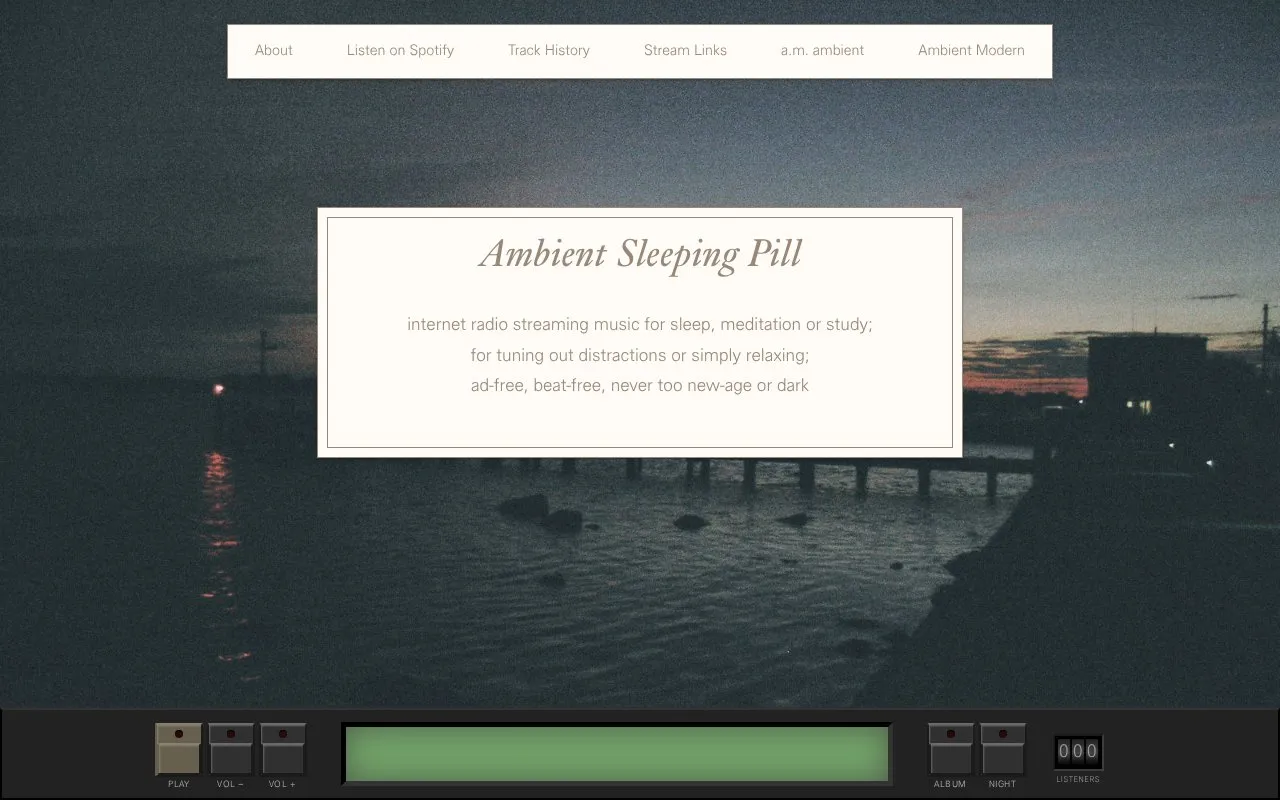 Ambient Sleeping Pill homepage screenshot