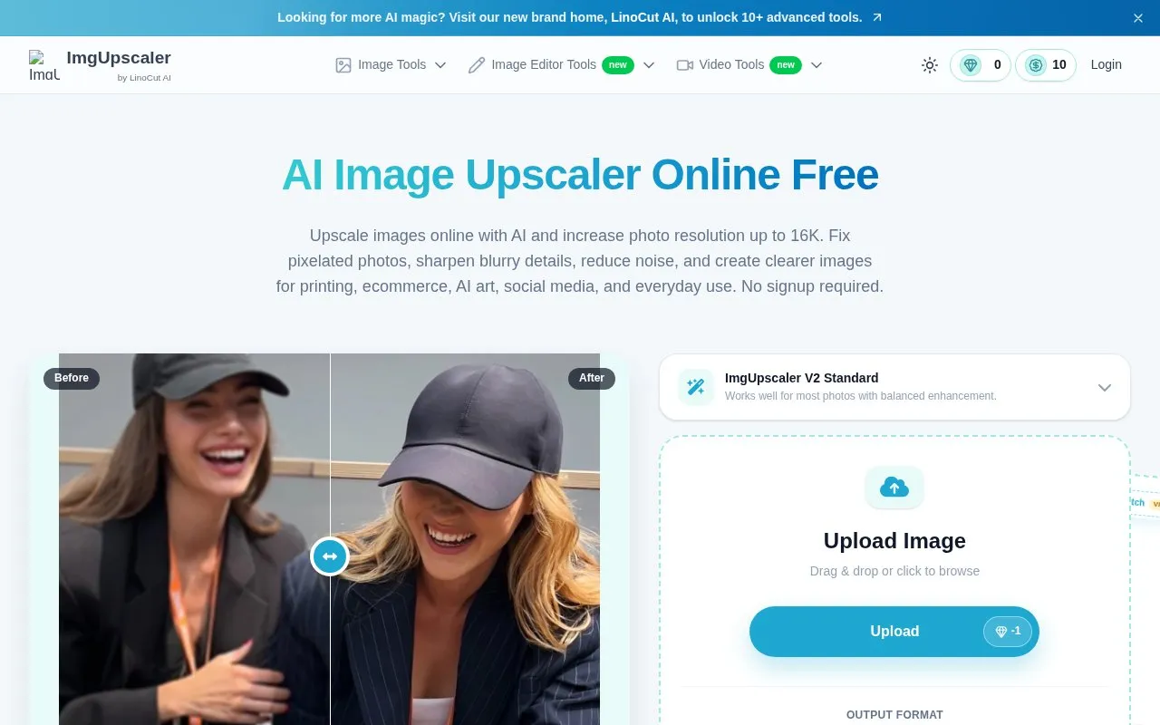 IMGUpscaler homepage screenshot