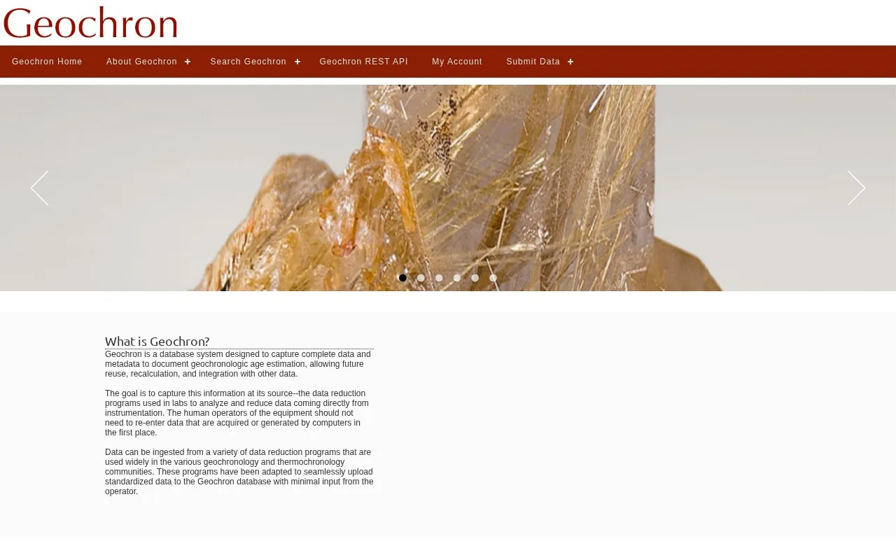 Geochron homepage screenshot