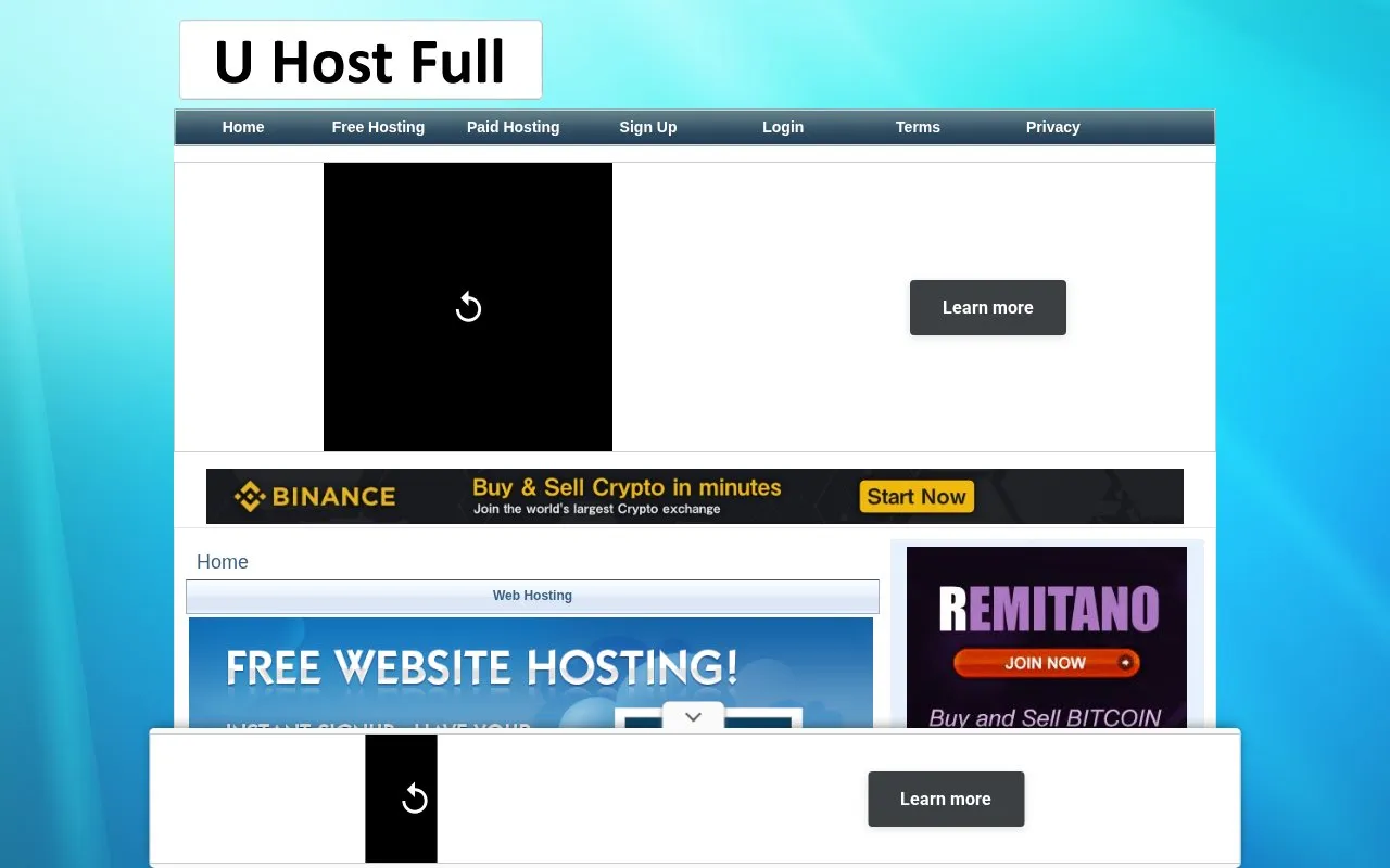 UHostFull.com homepage screenshot