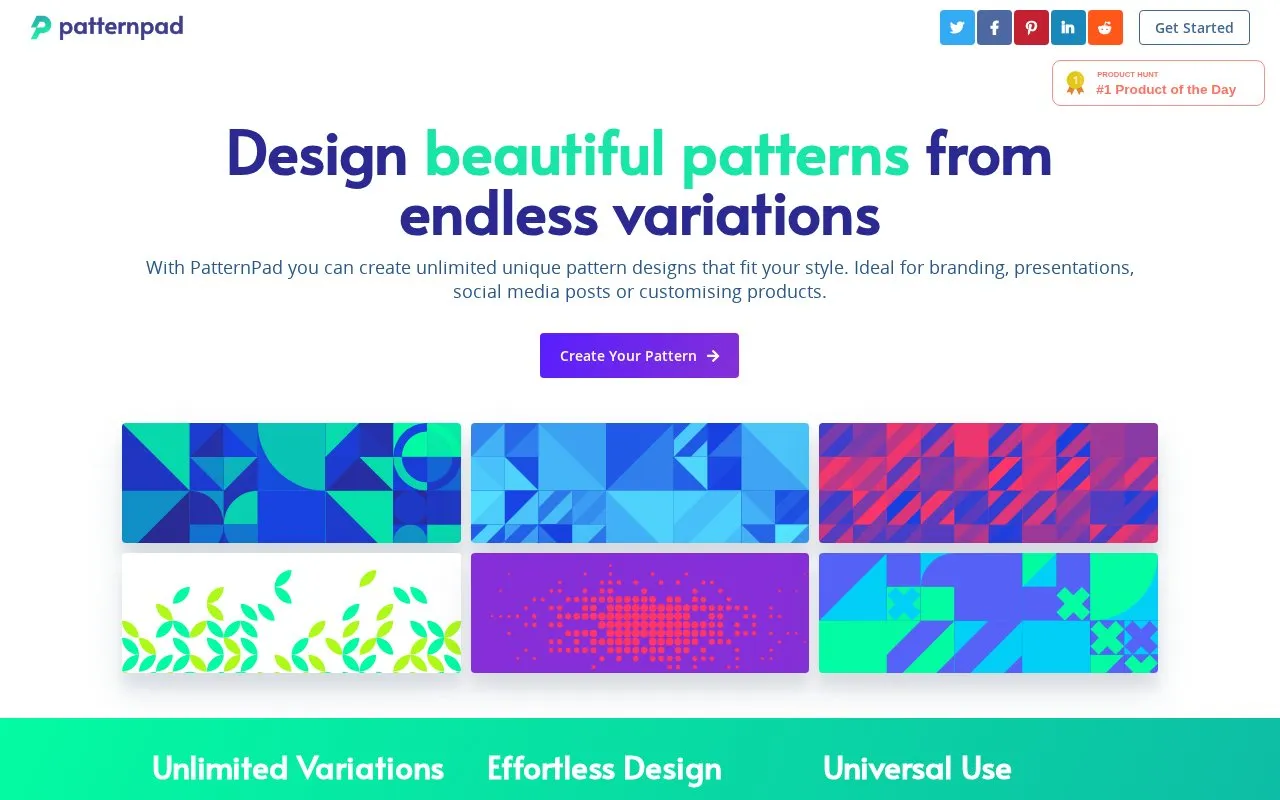 PatternPad homepage screenshot
