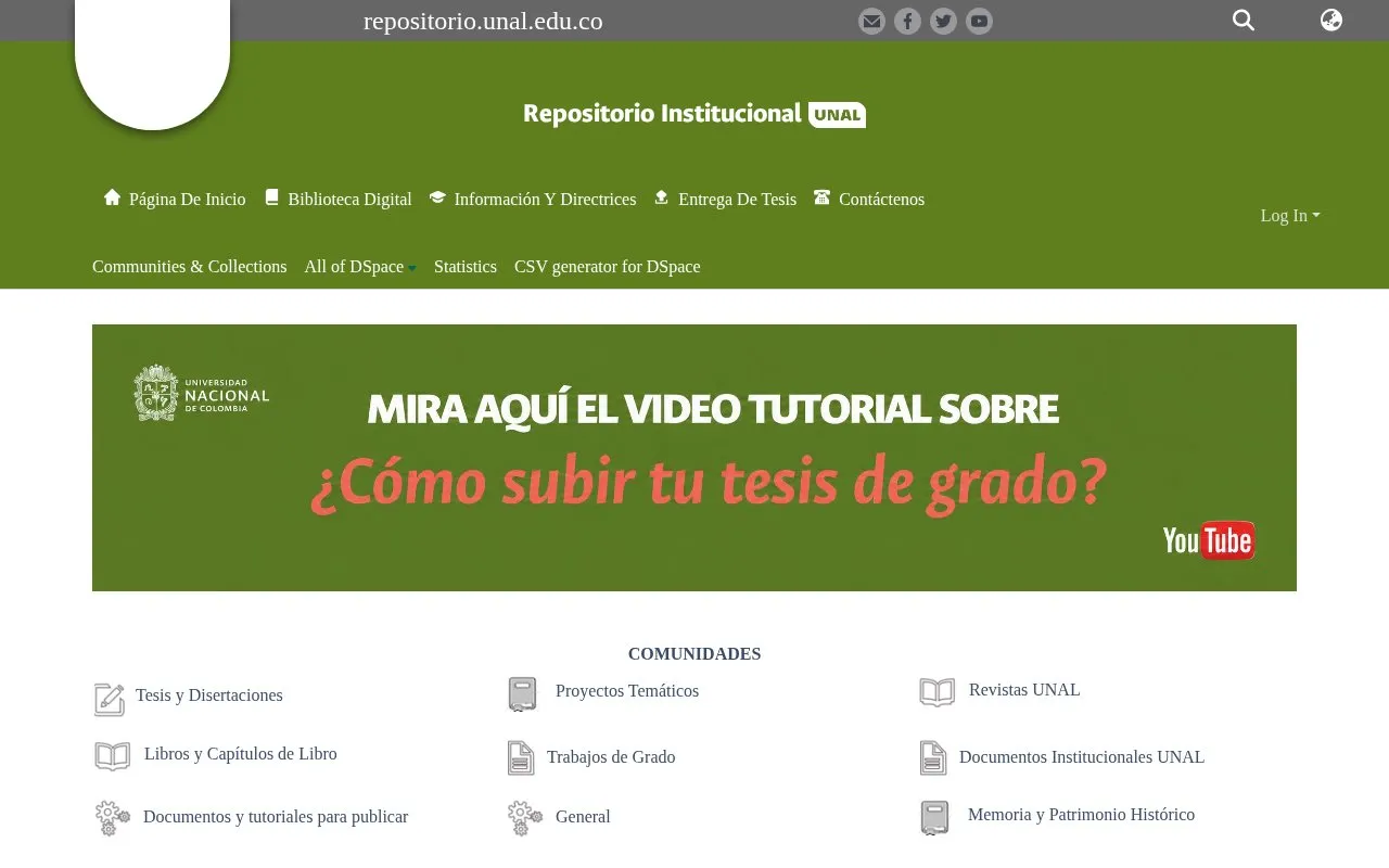 Repositorio Institucional Universidad Nacional de Colombia homepage screenshot