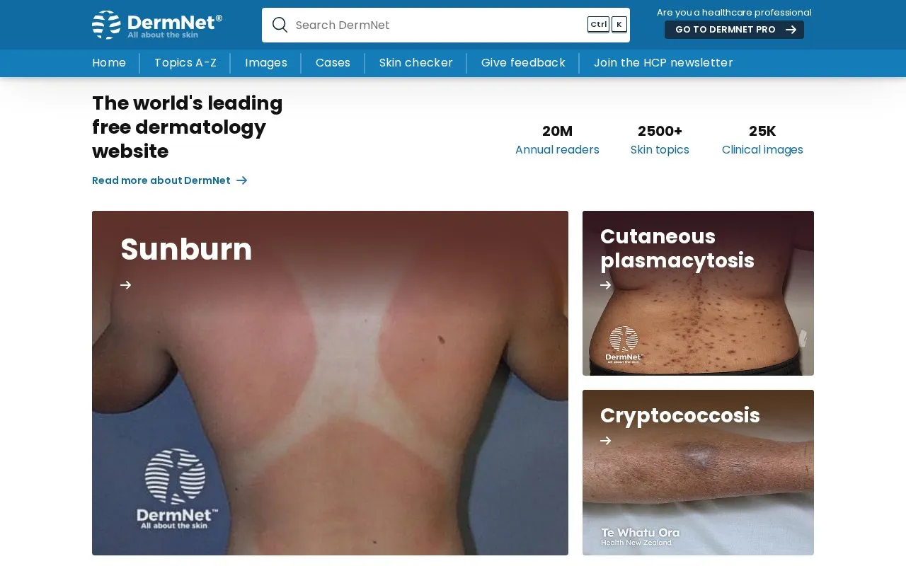 DermNet® homepage screenshot