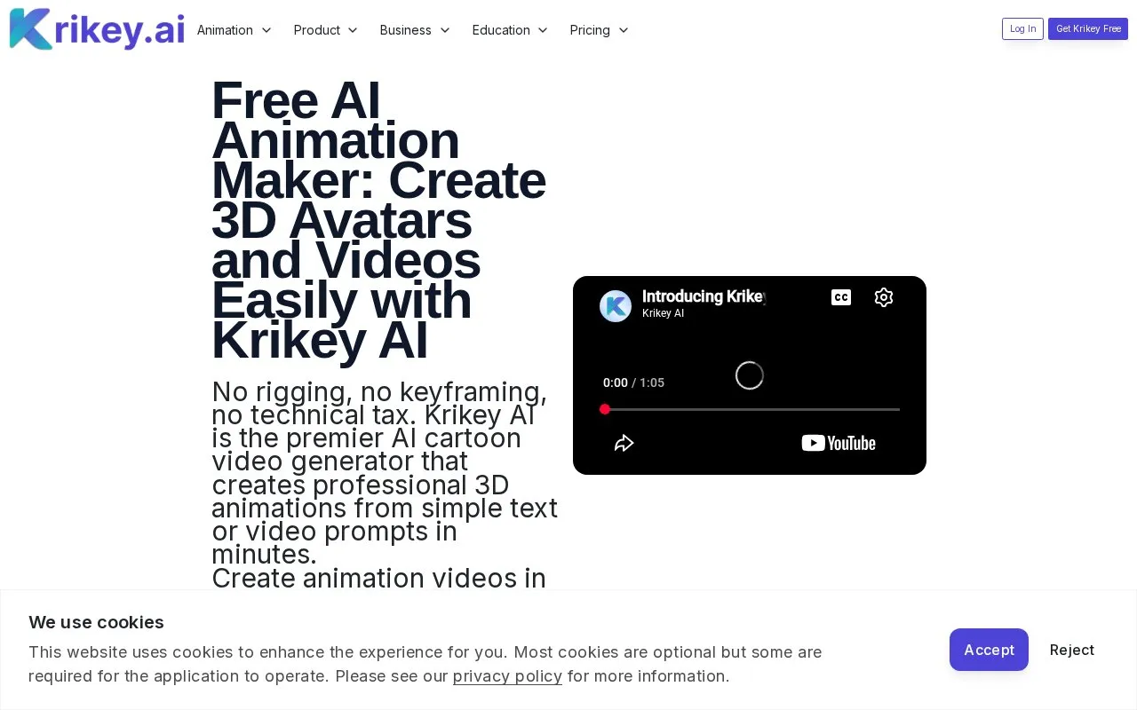 Krikey AI homepage screenshot