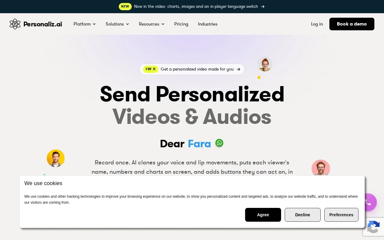 Personaliz homepage screenshot